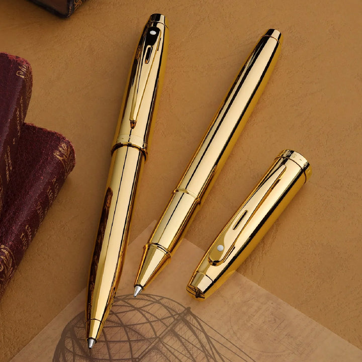 Sheaffer - 100 Rollerball Pen - Glossy PVD Gold with Gold Trim
