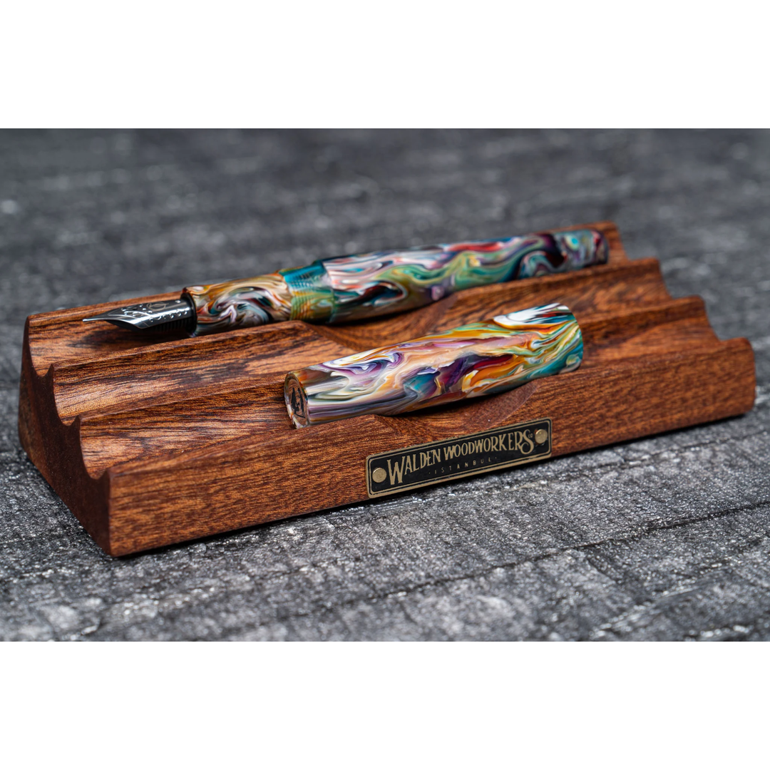 Galen Leather - The Pen Bed Wooden Fountain Pen Stand - Mahogany