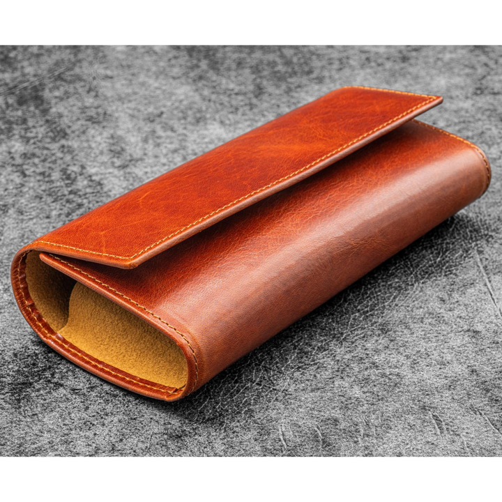 Galen Leather - The Writer's Pen Wrap - 6 Slots Pen Cae - Deep Cognac