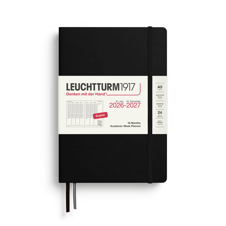 Leuchtturm1917 - 2027 Academic Weekly Planner 18 Months - A5 - Black