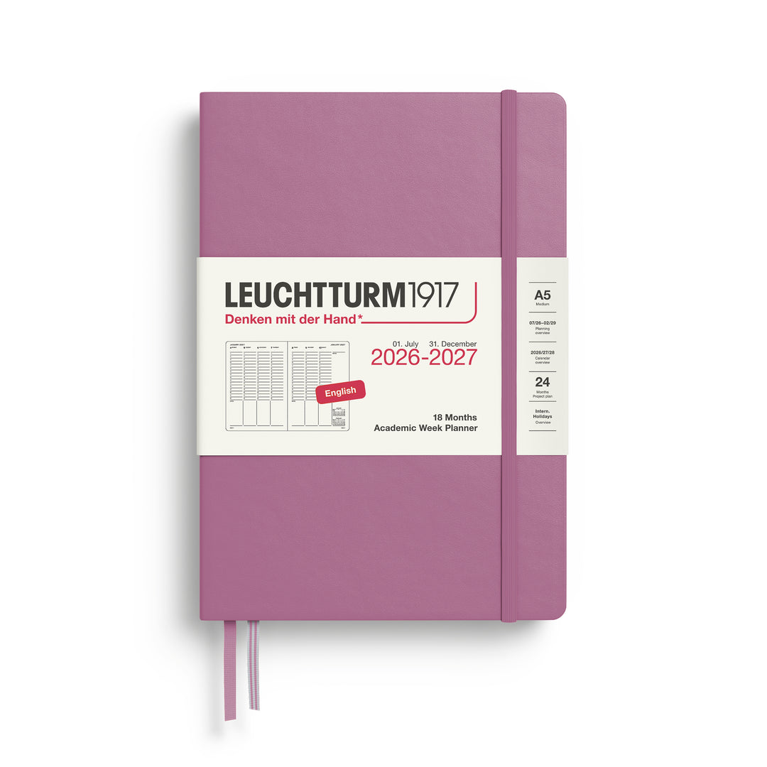 Leuchtturm1917 - 2027 Academic Weekly Planner 18 Months - A5 - Dusty Rose
