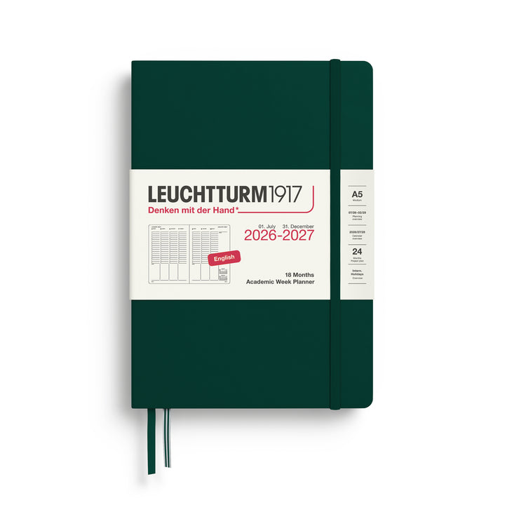 Leuchtturm1917 - 2027 Academic Weekly Planner 18 Months - A5 - Forest Green