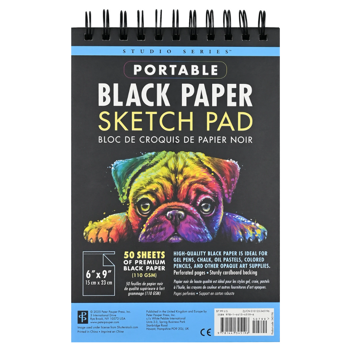 Peter Pauper Press - Studio Series - Portable Black Paper Sketch Pad