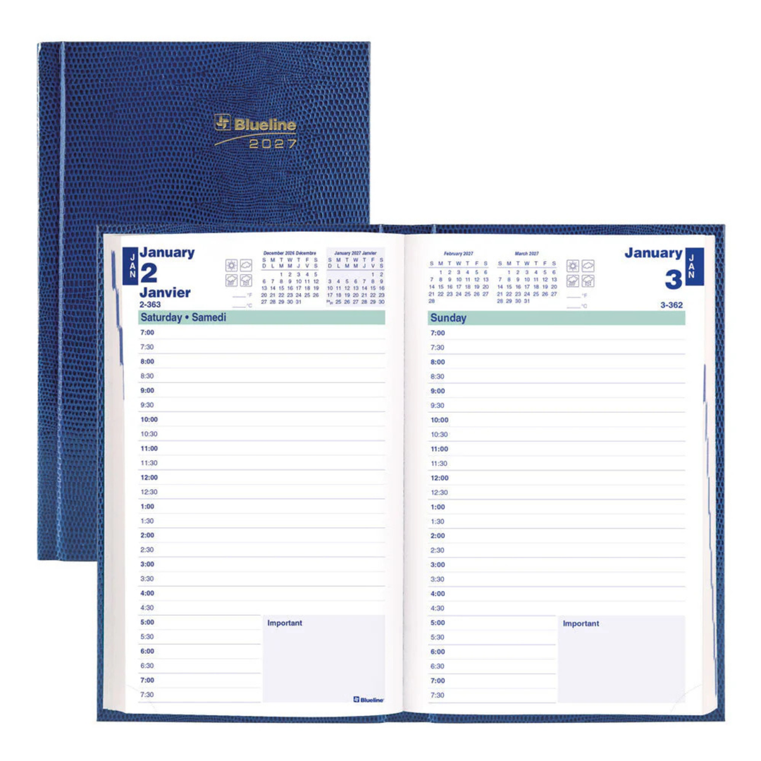 BLUELINE- 2027 Daily Planner - Appointment Book - Bilingual -  Blue - C1504.82B