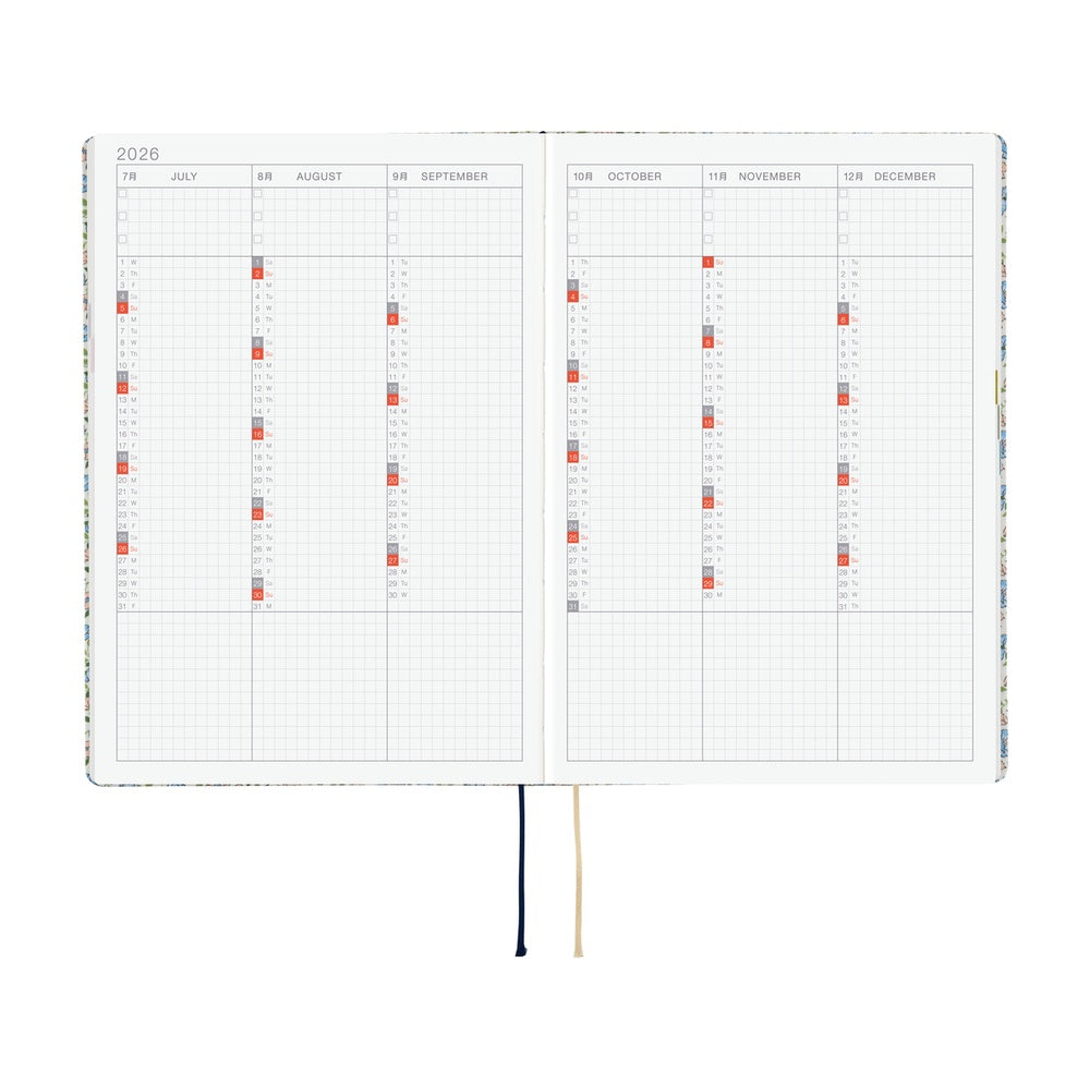 Hobonichi Techo 2026 - Cousin A5 HON Planner Book - Liberty Fabrics: Sasha Kiora - English/January Start/Monday Start