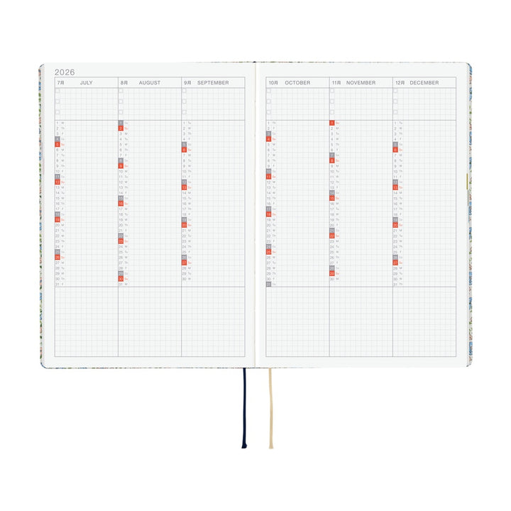 Hobonichi Techo 2026 - Cousin A5 HON Planner Book - Liberty Fabrics: Sasha Kiora - English/January Start/Monday Start