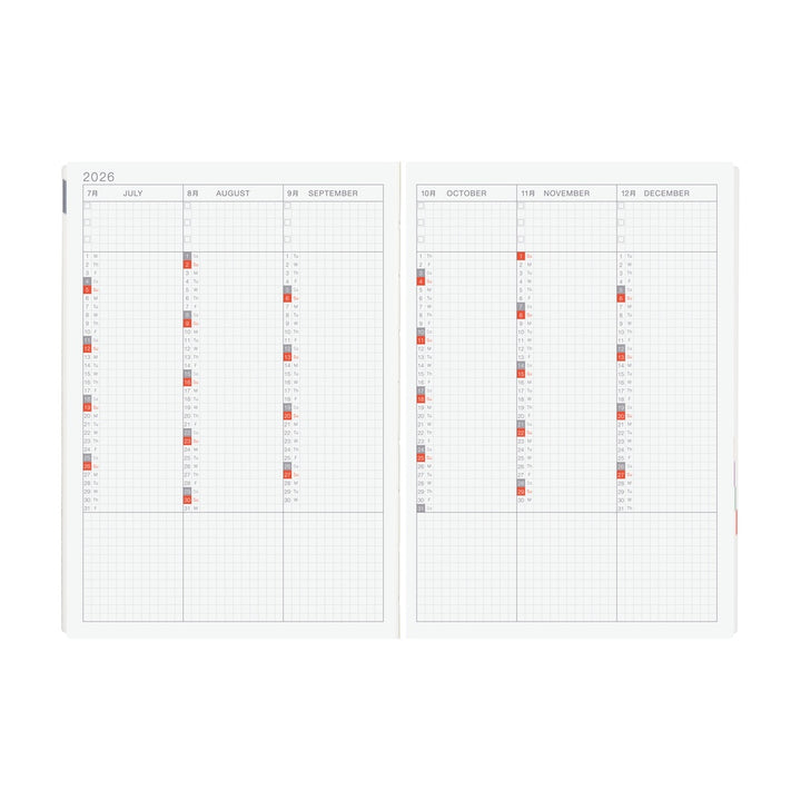 Hobonichi Techo 2026 -  Cousin A5 HON Planner Book - Paper Series: Black Gingham - English/January Start/Monday Start