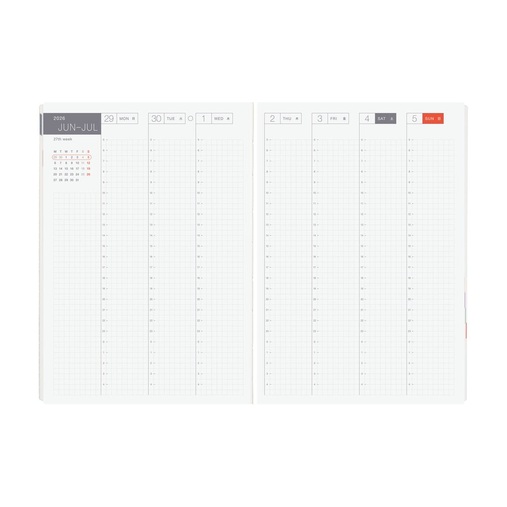 Hobonichi Techo 2026 -  Cousin A5 HON Planner Book - Paper Series: Black Gingham - English/January Start/Monday Start