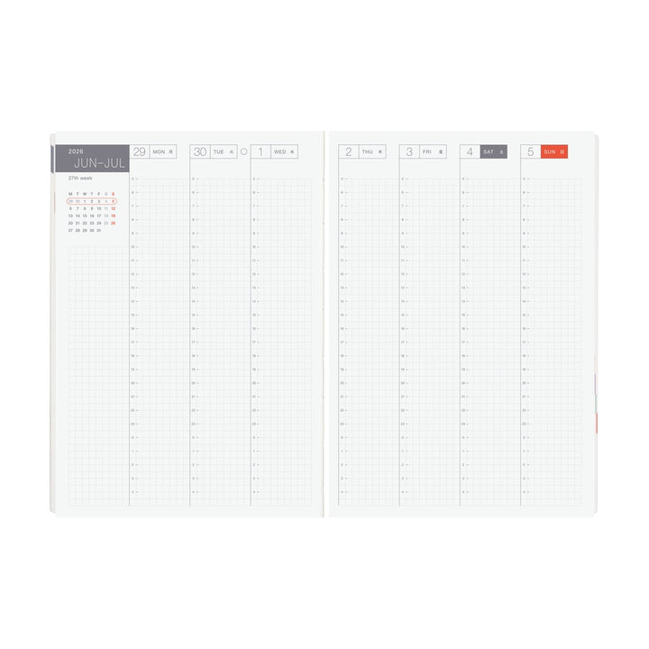 Hobonichi Techo 2026 -  Cousin A5 HON Planner Book - Paper Series: Black Gingham - English/January Start/Monday Start