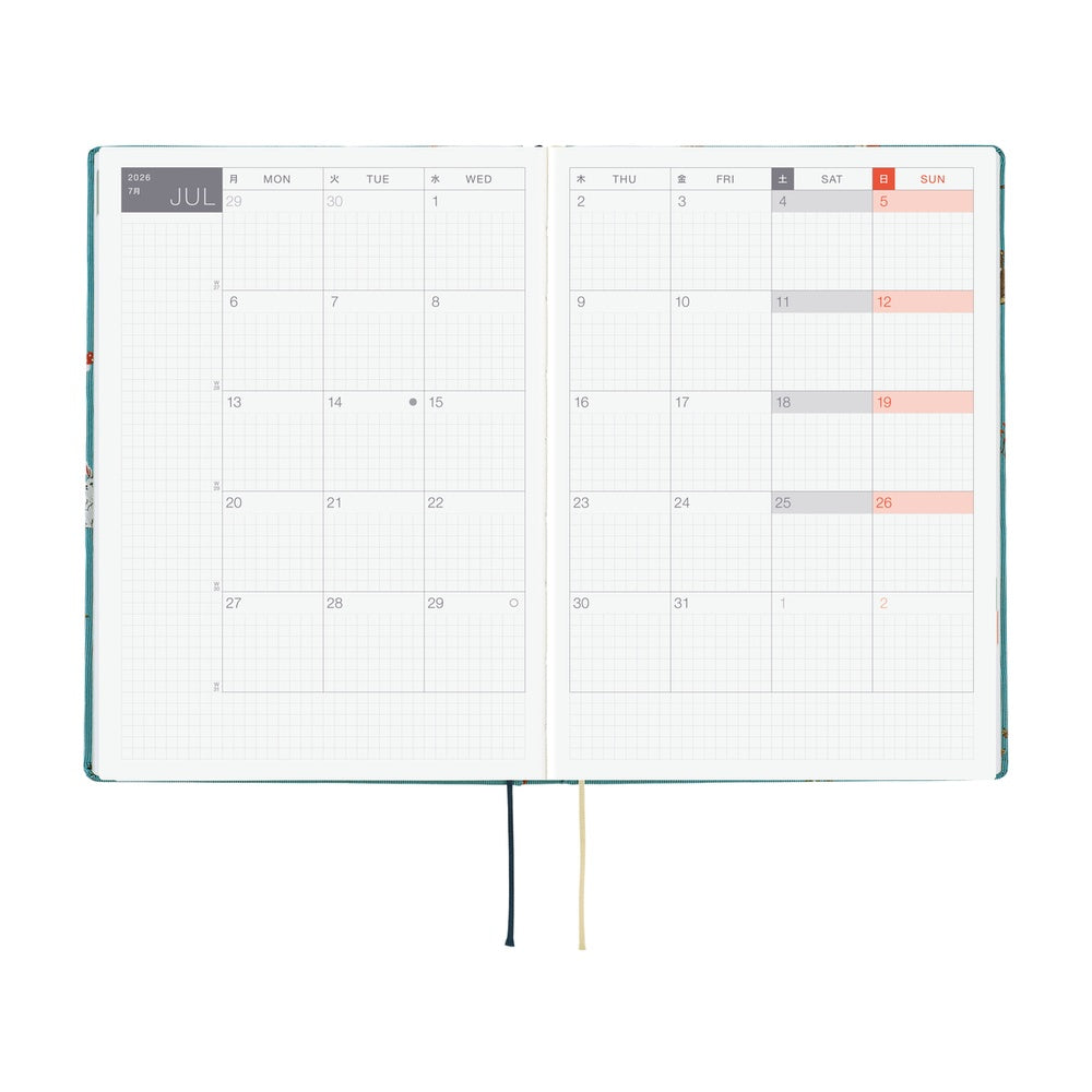 Hobonichi Techo 2026 - Cousin A5 HON Planner Book - Bow & Tie: In the Forest - English/January Start/Monday Start