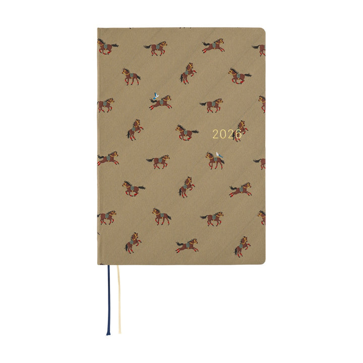 Hobonichi Techo 2026 - Cousin A5 HON Planner Book - Bow & Tie: Galloping Horses - English/January Start/Monday Start