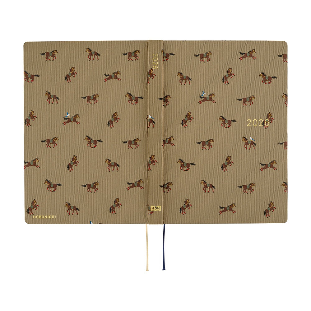Hobonichi Techo 2026 - Cousin A5 HON Planner Book - Bow & Tie: Galloping Horses - English/January Start/Monday Start
