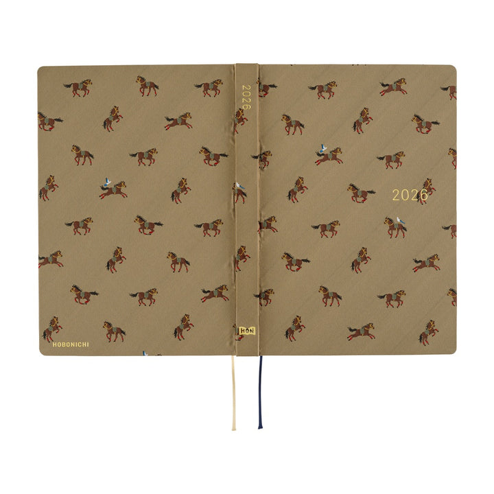 Hobonichi Techo 2026 - Cousin A5 HON Planner Book - Bow & Tie: Galloping Horses - English/January Start/Monday Start