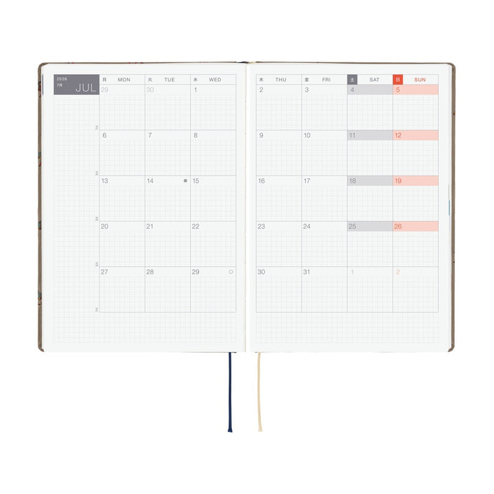 Hobonichi Techo 2026 - Cousin A5 HON Planner Book - Bow & Tie: Galloping Horses - English/January Start/Monday Start