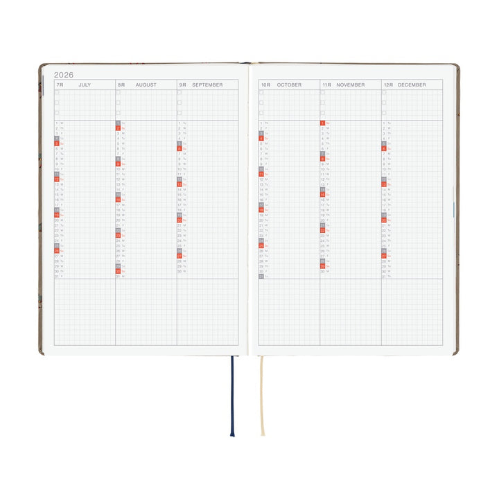 Hobonichi Techo 2026 - Cousin A5 HON Planner Book - Bow & Tie: Galloping Horses - English/January Start/Monday Start