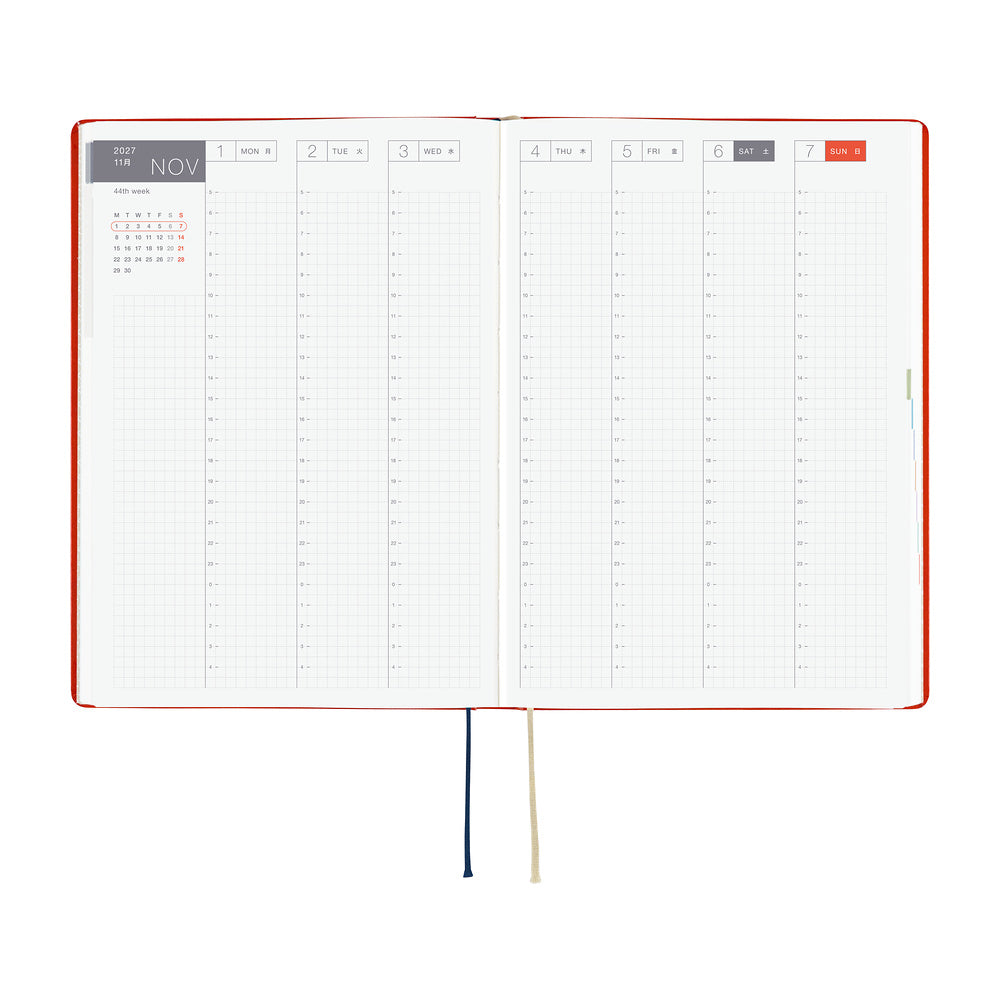Hobonichi Techo 2027 - A5 HON Planner Book - Yumi Kitagishi: White Cat and Rabbit’s Tea Room - English/Jan Start/Mon Start