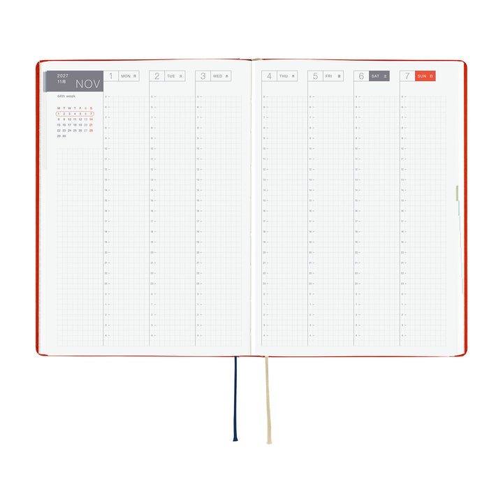 Hobonichi Techo 2027 - A5 HON Planner Book - Yumi Kitagishi: White Cat and Rabbit’s Tea Room - English/Jan Start/Mon Start