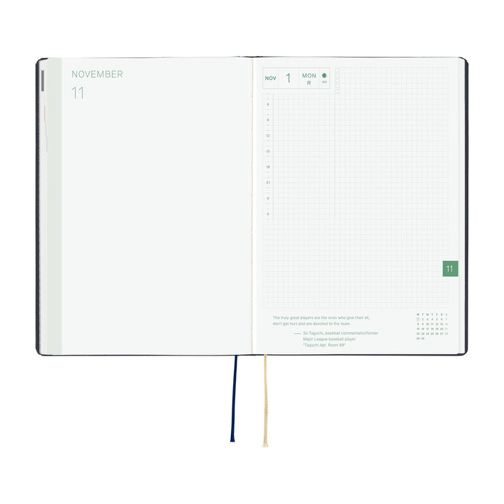 Hobonichi Techo 2027 - A5 HON Planner Book - Slash (Navy) - English/Jan Start/Mon Start