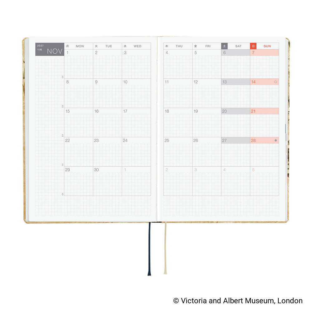 Hobonichi Techo 2027 - A5 HON Planner Book - V&A Series: Vine - English/Jan Start/Mon Start