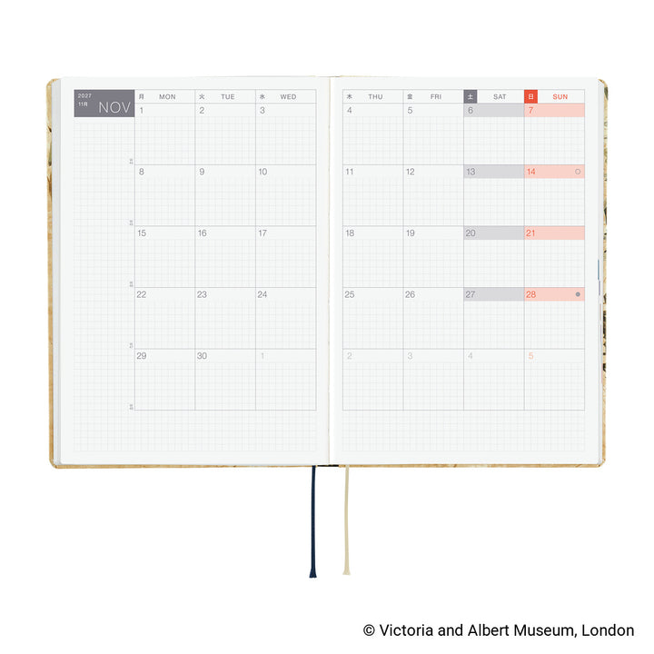Hobonichi Techo 2027 - A5 HON Planner Book - V&A Series: Vine - English/Jan Start/Mon Start