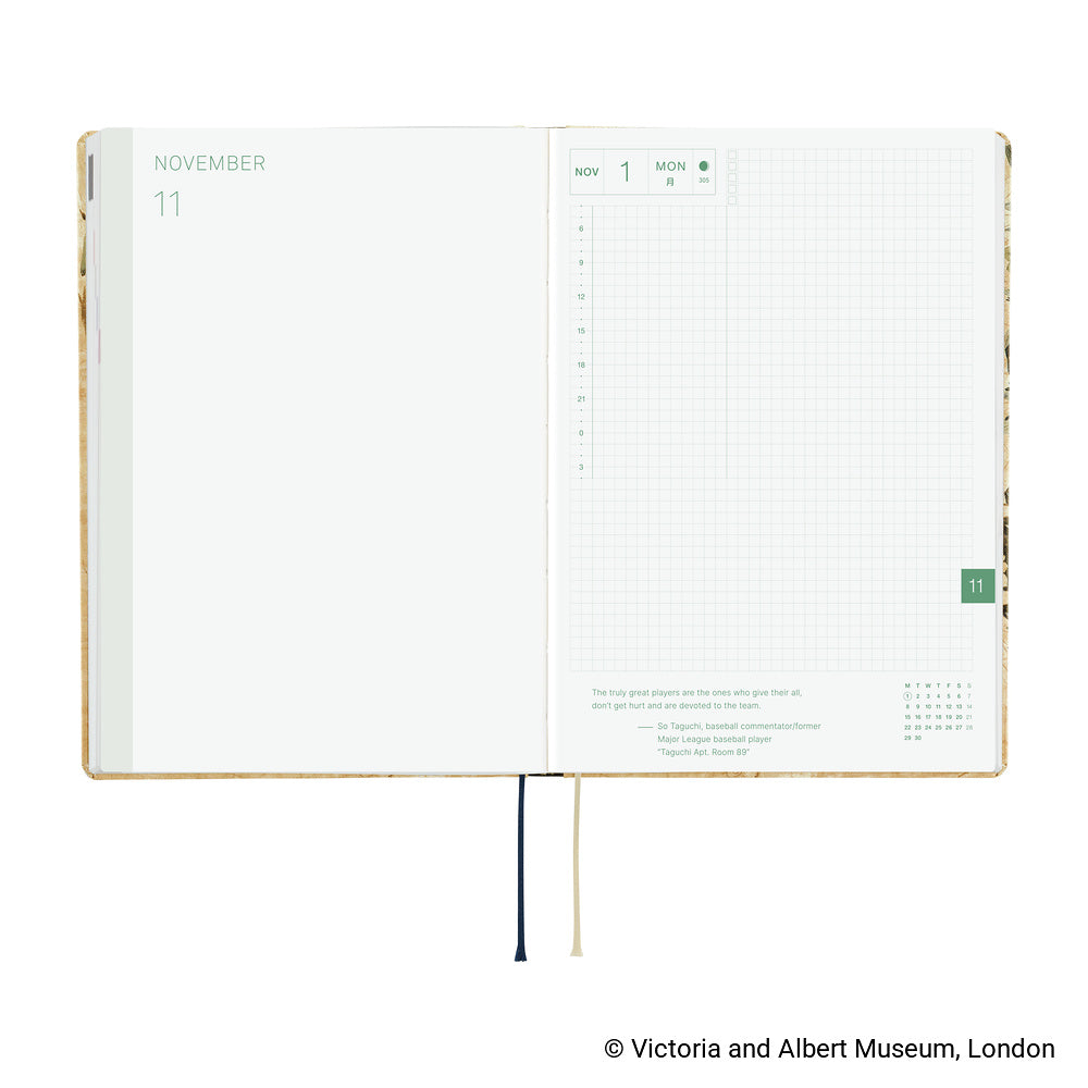 Hobonichi Techo 2027 - A5 HON Planner Book - V&A Series: Vine - English/Jan Start/Mon Start