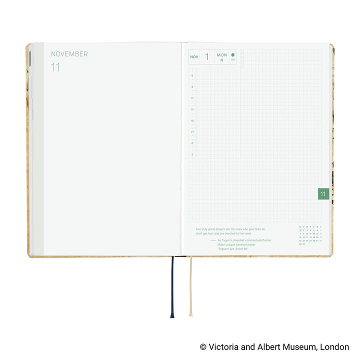 Hobonichi Techo 2027 - A5 HON Planner Book - V&A Series: Vine - English/Jan Start/Mon Start