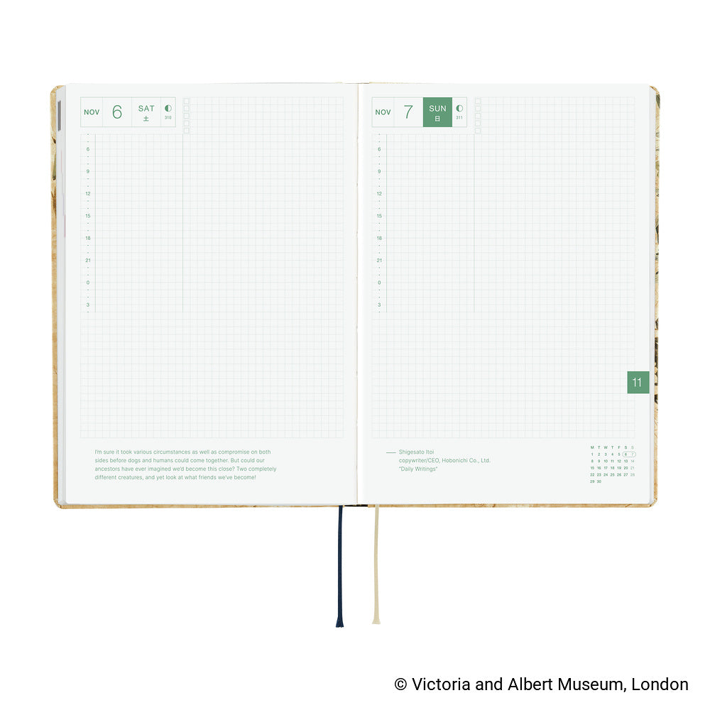 Hobonichi Techo 2027 - A5 HON Planner Book - V&A Series: Vine - English/Jan Start/Mon Start