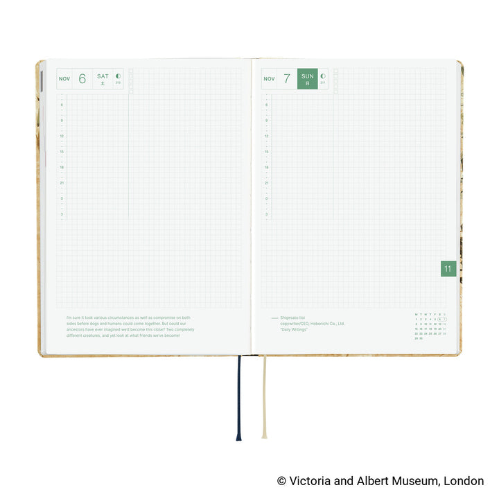 Hobonichi Techo 2027 - A5 HON Planner Book - V&A Series: Vine - English/Jan Start/Mon Start