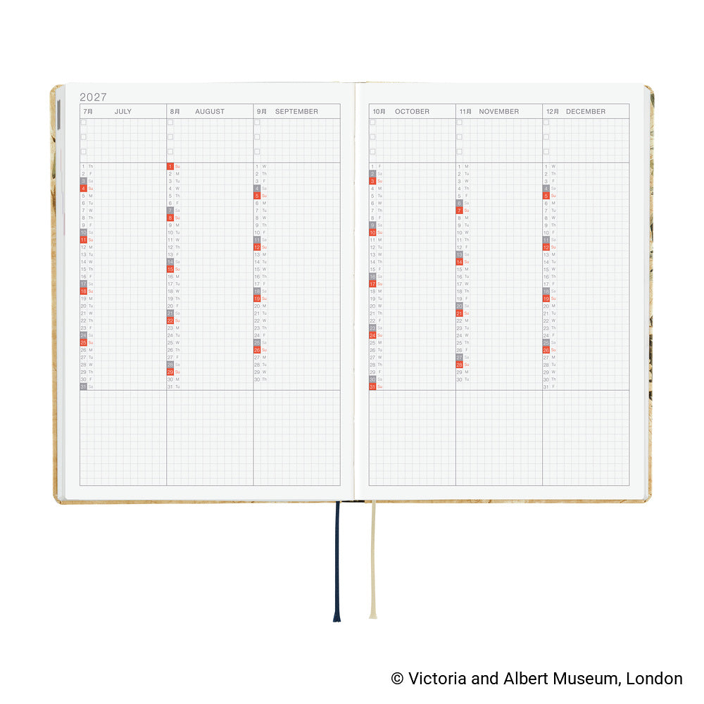 Hobonichi Techo 2027 - A5 HON Planner Book - V&A Series: Vine - English/Jan Start/Mon Start