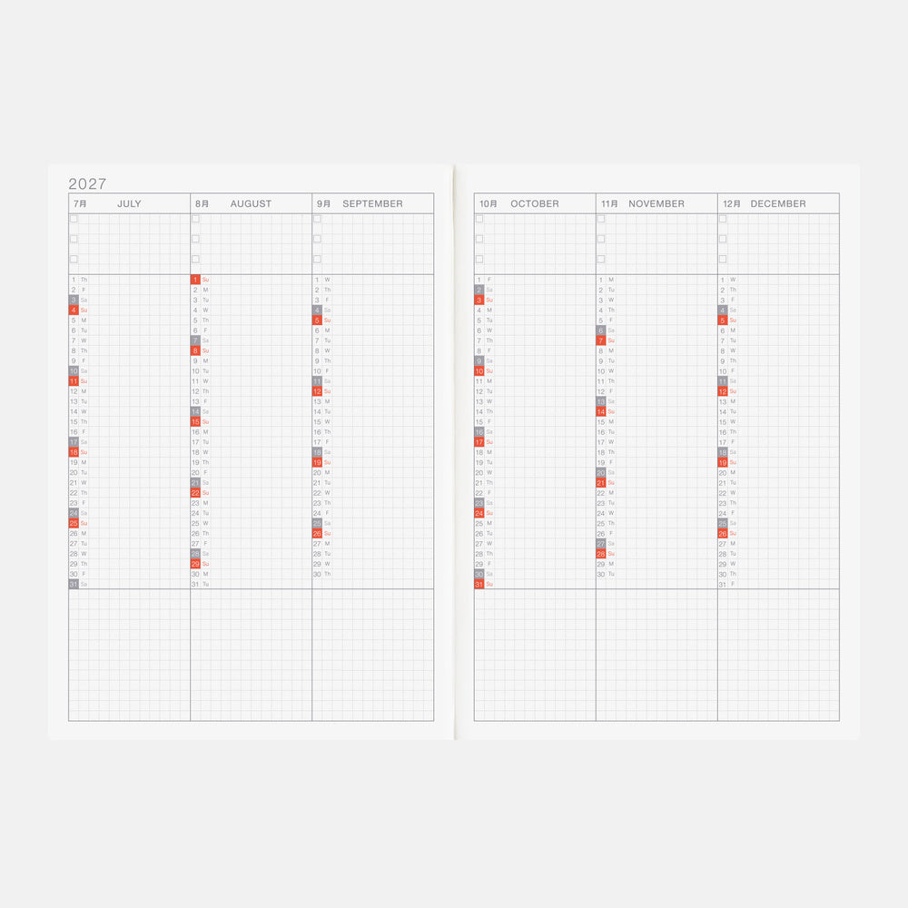 Hobonichi Techo 2027 - A5 Cousin Book - English/Jan Start/Mon Start