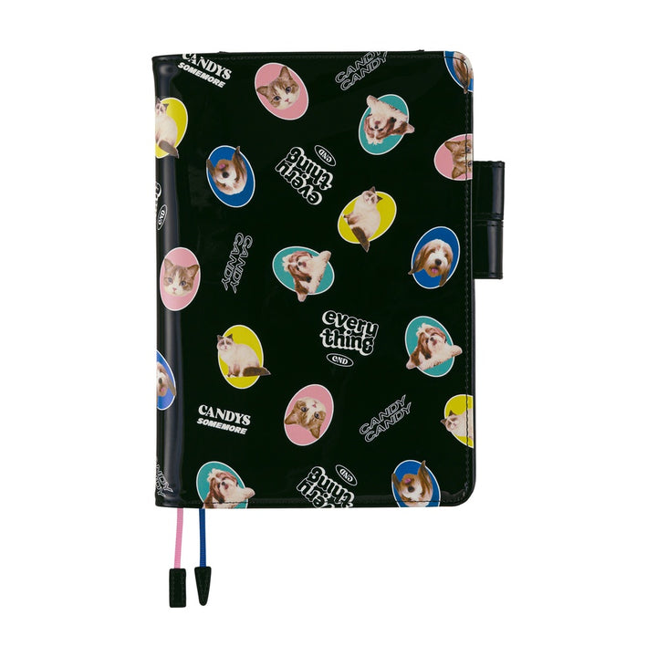 Hobonichi Techo 2026 - A5 Cover Only - Candy Stripper: Random Dog & Cat (Black)