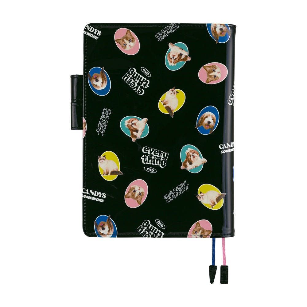 Hobonichi Techo 2026 - A5 Cover Only - Candy Stripper: Random Dog & Cat (Black)