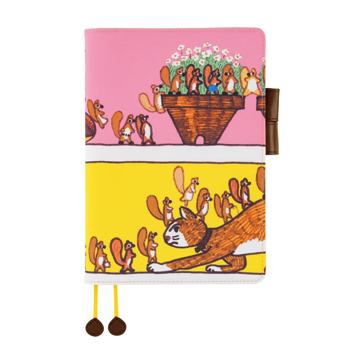 Hobonichi Techo 2026 - A5 Cover Only - 100%ORANGE: Where’s the Squirrel Going