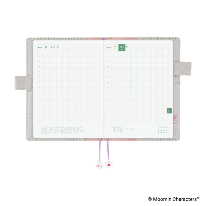 Hobonichi Techo 2027 - A5 Cover Only - Moomin: My Yard (Pink Gray)