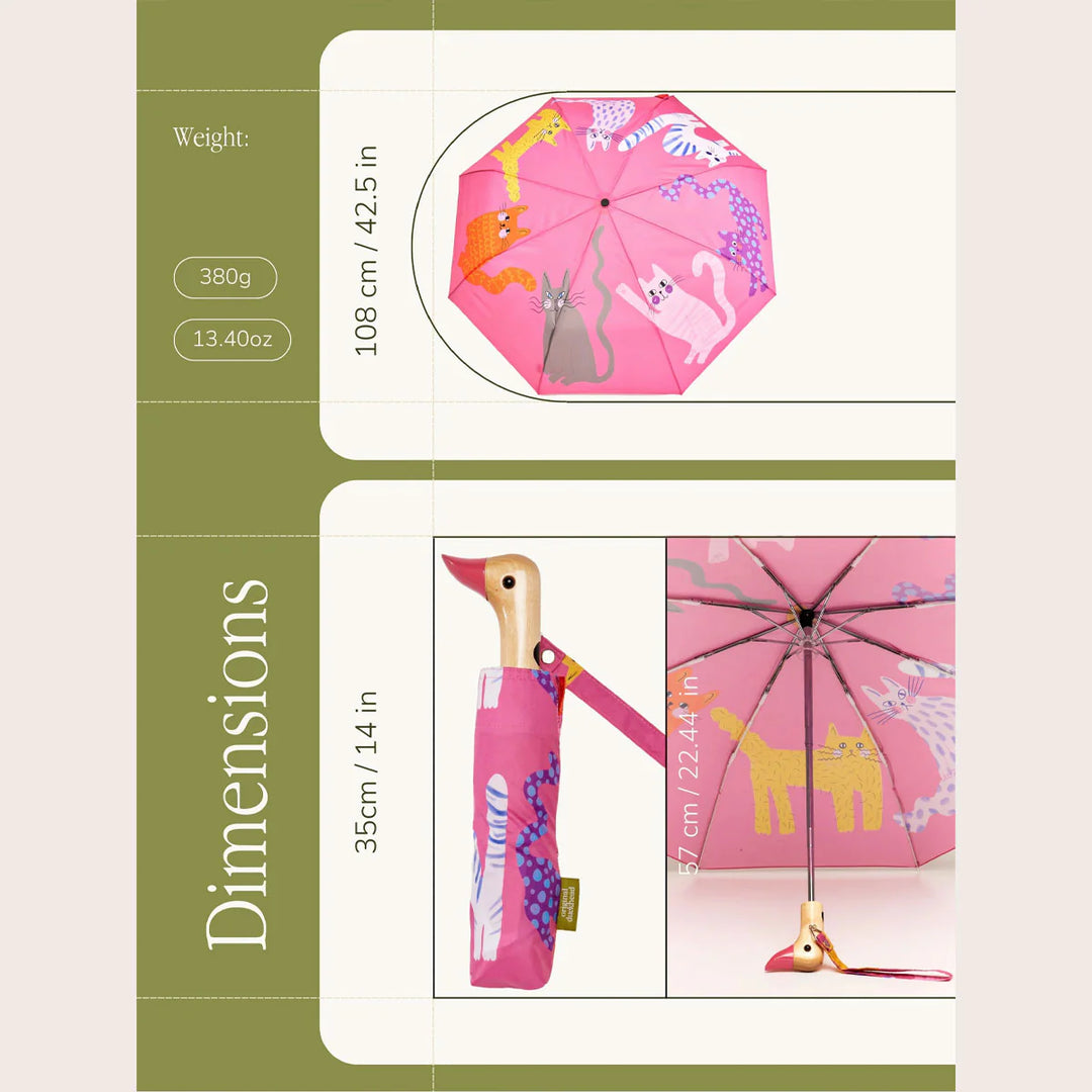 Original Duckhead - Compact Umbrella - Fuchsia Arty Cats