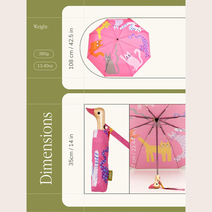 Original Duckhead - Compact Umbrella - Fuchsia Arty Cats