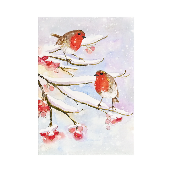 Peter Pauper Press - Holiday Boxed Note Cards - English Robins in the Snow