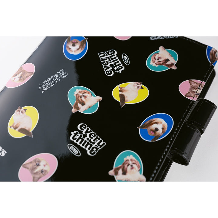 Hobonichi Techo 2026 - A5 Cover Only - Candy Stripper: Random Dog & Cat (Black)