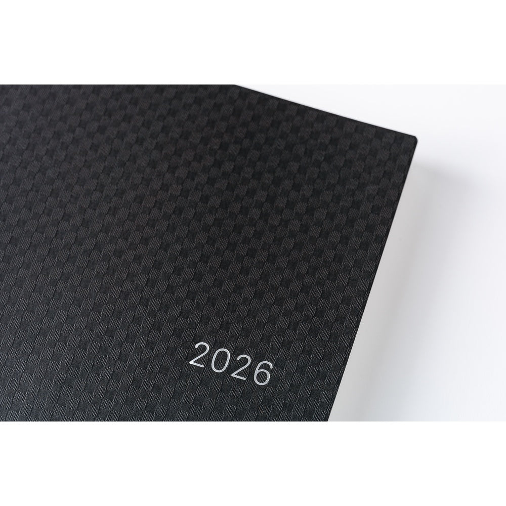 Hobonichi Techo 2026 -  Cousin A5 HON Planner Book - Paper Series: Black Gingham - English/January Start/Monday Start