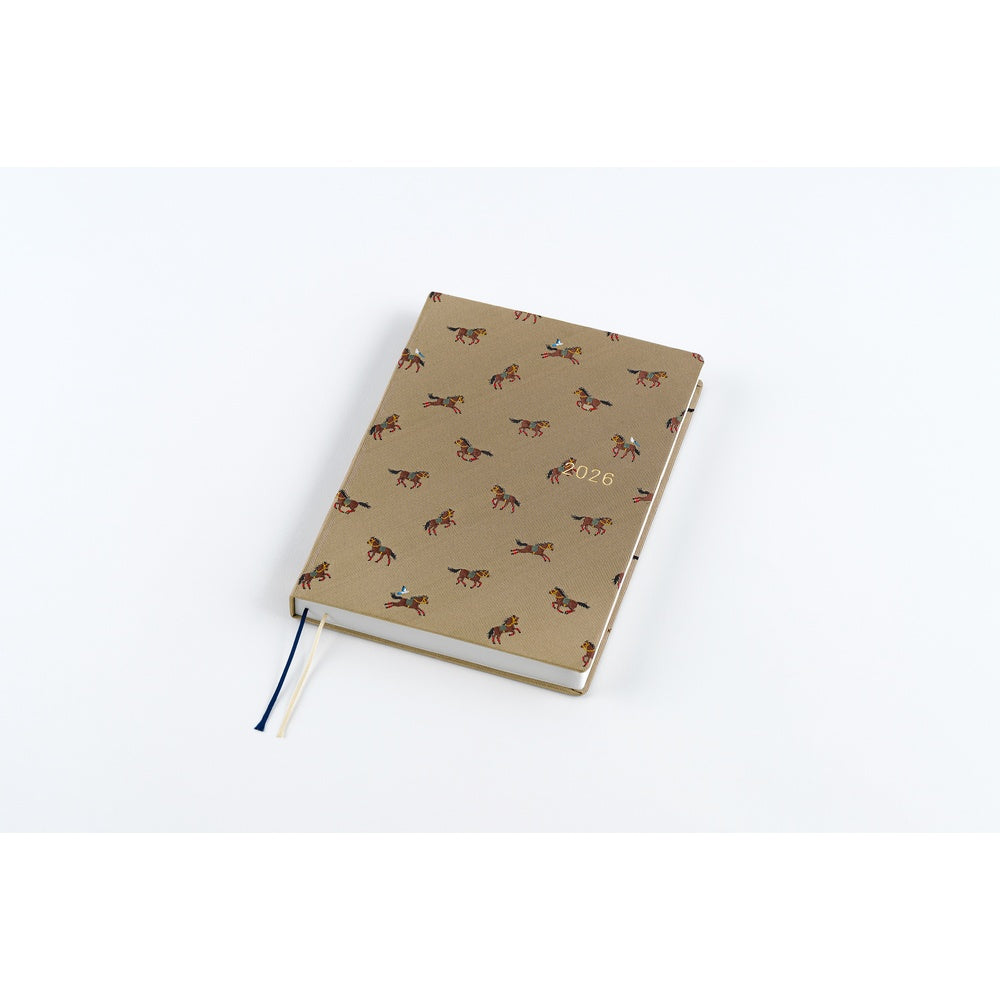 Hobonichi Techo 2026 - Cousin A5 HON Planner Book - Bow & Tie: Galloping Horses - English/January Start/Monday Start