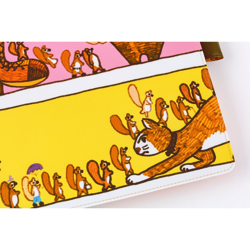 Hobonichi Techo 2026 - A5 Cover Only - 100%ORANGE: Where’s the Squirrel Going