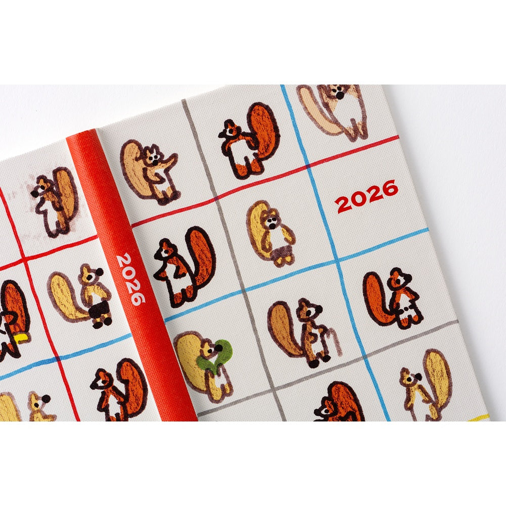 Hobonichi Techo 2026 - Weeks/Wallet Planner Book - 100%ORANGE: Squirrel’s Moving Day [English/Tall & Slim/Jan Start]