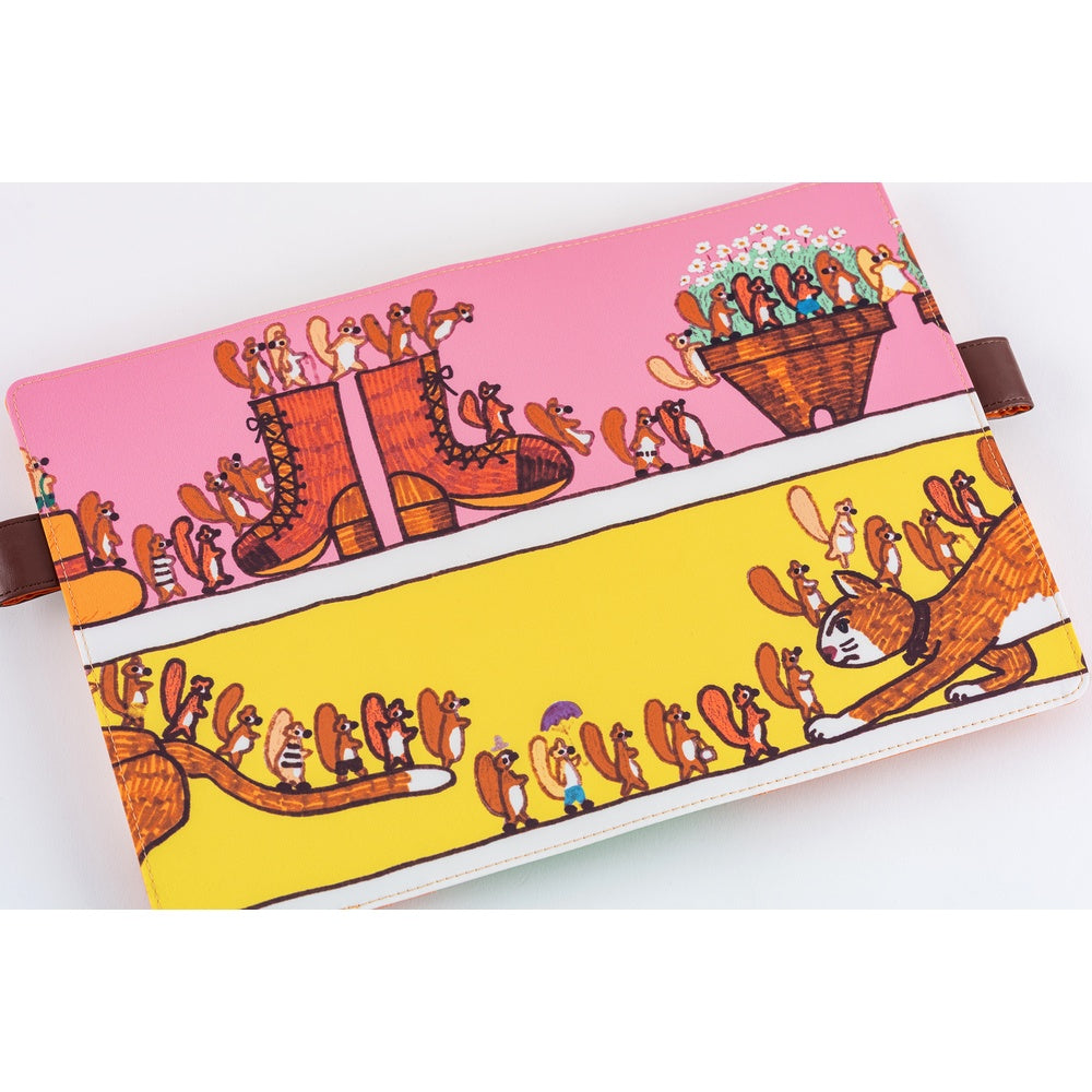 Hobonichi Techo 2026 - A5 Cover Only - 100%ORANGE: Where’s the Squirrel Going