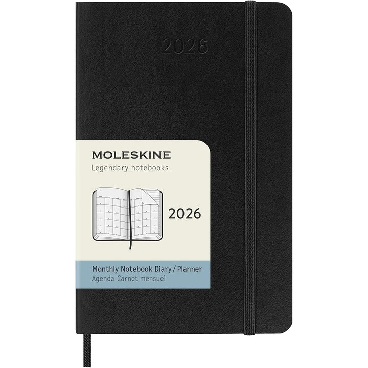 Moleskine 2026 - Monthly Notebook Diary/Planner - Pocket Size (Black/Softcover)