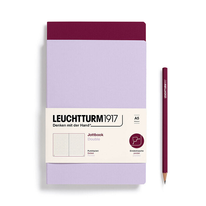 Leuchtturm1917 - A5 Jottbook Double - Pack of 2 - Lilac & Port Red