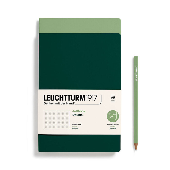 Leuchtturm1917 - A5 Jottbook Double - Pack of 2 - Sage & Forest Green