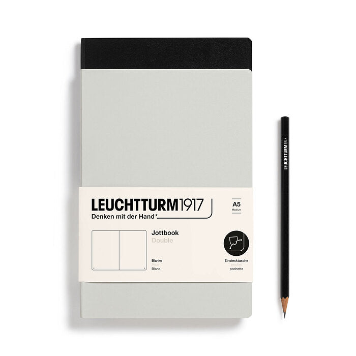 Leuchtturm1917 - A5 Jottbook Double - Pack of 2 - Light Grey & Black