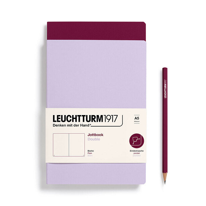 Leuchtturm1917 - A5 Jottbook Double - Pack of 2 - Lilac & Port Red