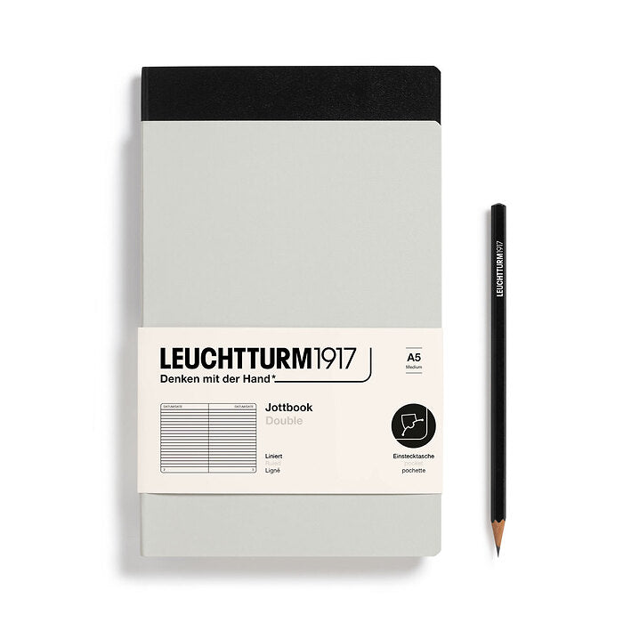 Leuchtturm1917 - A5 Jottbook Double - Pack of 2 - Light Grey & Black