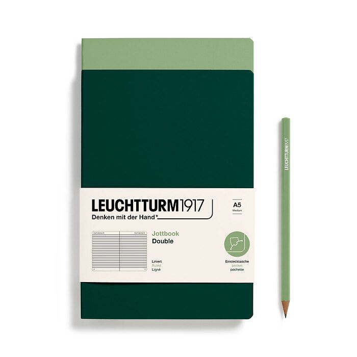 Leuchtturm1917 - A6 Jottbook - 59 Pages - Pack of 2 - Sage/Forest